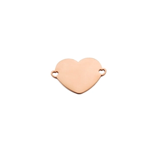 Detailed view of mirror polished rose gold heart pendant with hollow heart side cutouts