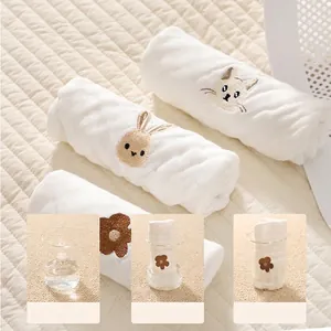 6-layer cotton gauze baby bib set with animal embroidery and honeycomb texture for kids