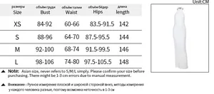 Size chart for halter backless maxi dress in centimeters covering sizes XS to L