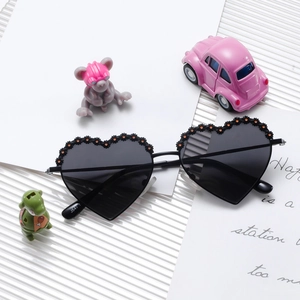 Kids Heart Shaped Sunglasses Polarized UV400 Metal Frame Flower Decor Cute Fashion Eyewear For Boys Girls