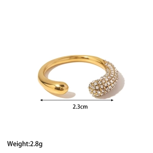 Polished 18K gold plated moon pendant necklace with sparkling diamonds on white background