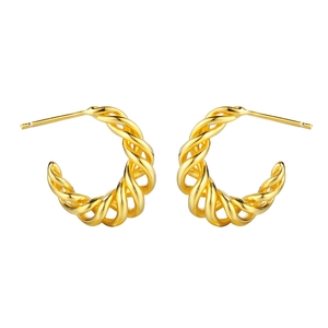 Minimalistische S925 Sterling Silber gewebte Ohrstecker in Gold für Damen im schicken Design