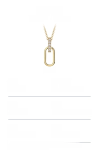 Detail of 925 sterling silver U-shaped necklace with moissanite and 18K gold plating