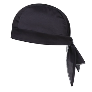 Breathable black cycling do-rag with white stitching and mesh fabric for outdoors