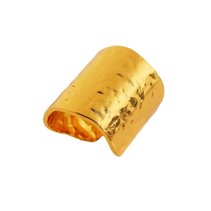 Unisex gold wide band ring with unique lava texture and minimalist open design