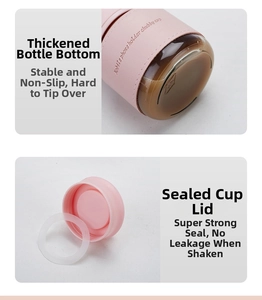 Pink portable water bottle featuring thickened anti-slip base and leak-proof silicone seal