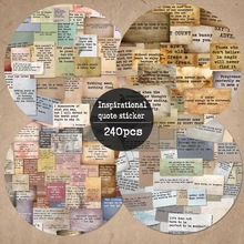 Close-up of 240pcs vintage inspirational quote stickers for scrapbooking and DIY crafts