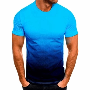 Men's slim fit crew neck T-shirt featuring a stylish blue gradient finish from top to bottom