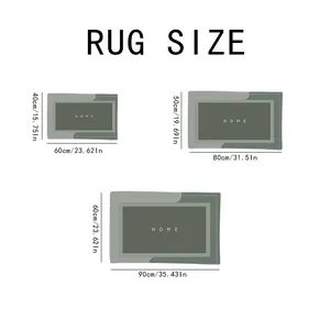 Size chart for absorbent bath mats showing 40x60cm, 50x80cm, and 60x90cm dimensions