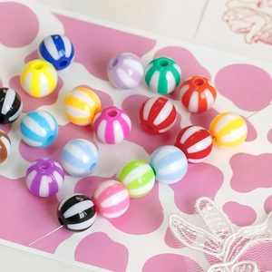 Colorful macaron acrylic beads with white vertical stripes for DIY jewelry making kits