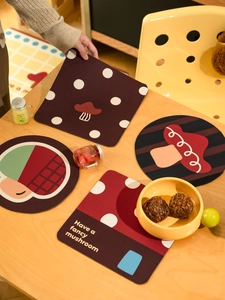 Close-up of mushroom print diatomite coasters with heat-resistant matte texture