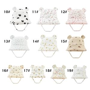 Baby cotton bucket hats with rabbit ears in multiple prints like hearts and floral designs