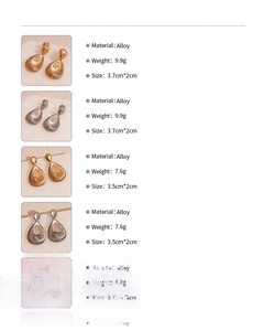 Detailed view of teardrop texture and dimensions for hollow metal earrings