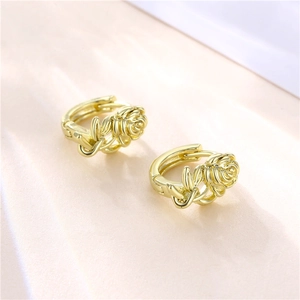 Elegant 18K gold plated rose-shaped hoop earrings with layered petal design for women