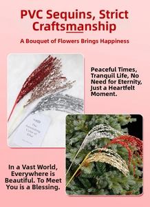 Close-up of sparkling PVC sequin firework branches for Christmas floral decorations