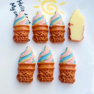 Flatback resin ice cream charms with colorful tops for DIY crafts and phone case decor