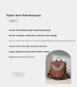Detail showing deep brown woven texture and vertical zipper on anti-theft backpack