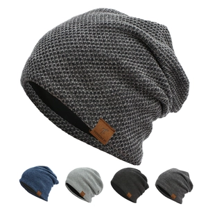 Waffle Knit Beanie Hat Chenille Acrylic Thermal Winter Warm Slouchy Skull Cap Fleece Lined For Men Women