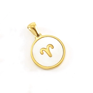 18K gold plated constellation necklace featuring white shell Aries zodiac pendant
