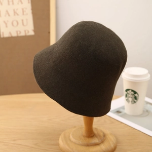 Women's wool felt cloche bucket hat in charcoal grey for autumn and winter seasons