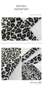 Detail showing high-quality black and white leopard print knit texture and durable stitching