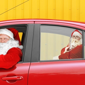 Christmas Santa Claus perforated PVC car window sticker for holiday vehicle decoration