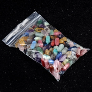 Mixed natural stone and crystal hexagonal prism beads with double points for DIY jewelry