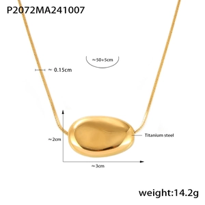 Detailed specs of the gold pebble pendant necklace with 50cm chain and 14.2g weight