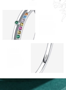 Detailed view of S925 sterling silver ring with colorful handset 5A cubic zirconia stones