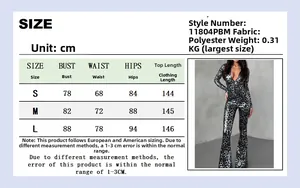 Size chart for leopard print flared jumpsuit showing measurements in centimeters