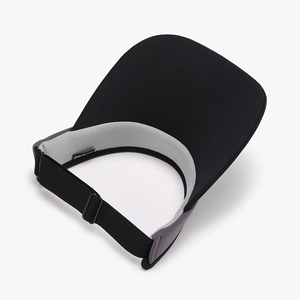 Black ice silk open top sun hat with breathable mesh lining and adjustable strap