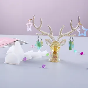 Antler Deer Head Shape Silicone Mold For DIY Resin Jewelry Display Rack Handcraft Storage Ornament