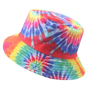 Cappello a secchiello reversibile con stampa tie-dye colorata e cuciture rinforzate