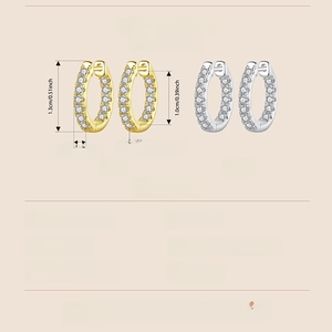 Size information and technical specifications for S925 sterling silver moissanite hoop earrings