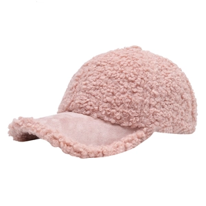 Berretto da baseball in pile rosa per donna con calda trama invernale e stile sobrio