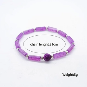 Amethyst square beaded bracelet for women with 21cm chain length and 8g weight