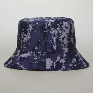 Unisex purple digital camouflage bucket hat for outdoor hiking and sun protection