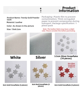 Glitter leather snowflakes for Christmas DIY crafts in gold silver red and white colors
