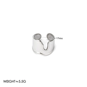 French retro silver open wavy ring with 17mm inner diameter and 5.5g weight