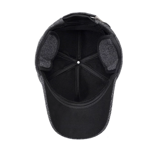 Winter men's fleece-lined baseball cap with foldable ear flaps and windproof warm design