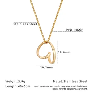 Detailed view of irregular 14K gold plated heart pendant with precise measurements
