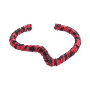 Retro geometric open cuff bracelet featuring red and black leopard pattern spiral leather