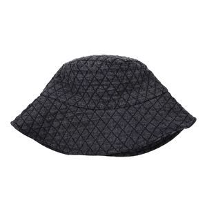 Thickened dark grey quilted bucket hat with diamond lattice pattern for autumn and winter
