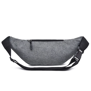 Men's dark gray sports fanny pack with adjustable strap and durable polyester fabric