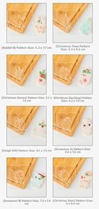 8-piece acrylic Christmas cookie stamp set with reindeer and snowman shapes and sizes