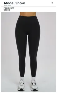 Vue avant d'un legging de yoga noir taille haute avec coupe athlétique sans couture