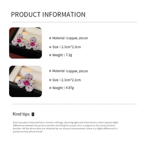 Detailed product specifications for vintage flower jewelry set with ruby-red zircon stones