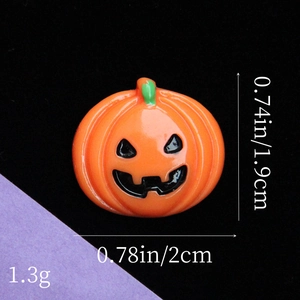 Ciondolo zucca di Halloween in resina a base piatta per fai-da-te con sorriso nero