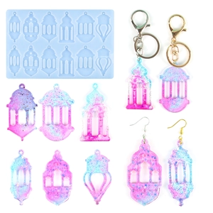 Silicone mold for DIY resin earrings and pendants with 12 mandala lantern shapes