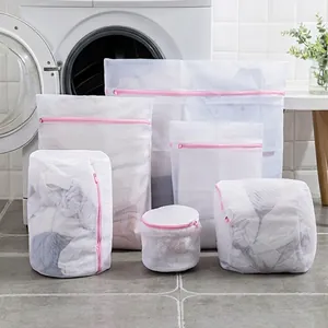 Laundry Mesh Bags Polyester Protective Washing Bag With Zipper For Lingerie Bra Socks Clothes Anti-Winding Durable